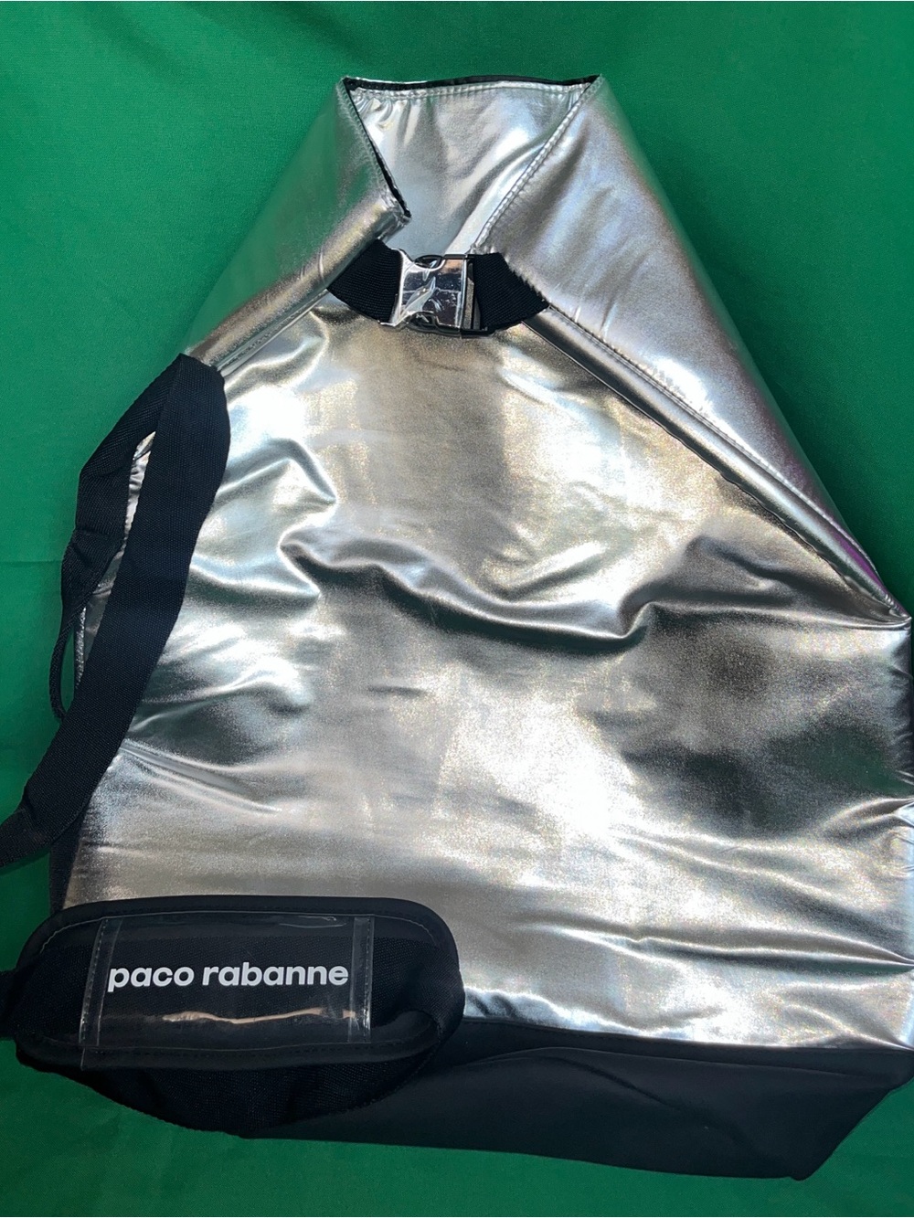 Paco Rabanne Silver and Black Sling Backpack